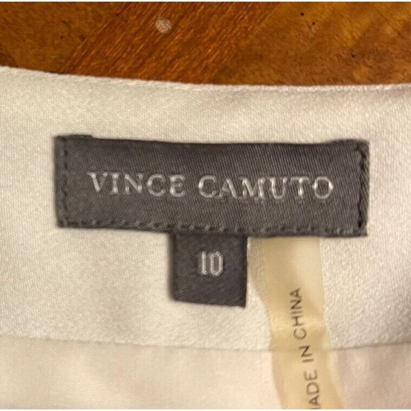 Vince Camuto Abstract Bright Blue White Black Print A Line Skirt Size 10 Lined - Picture 6 of 10